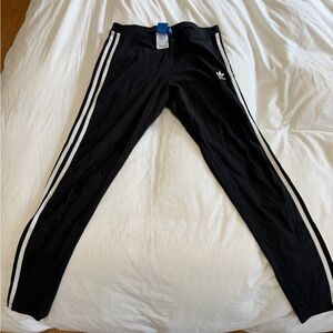adidas Black Track Pants with White Side Stripes